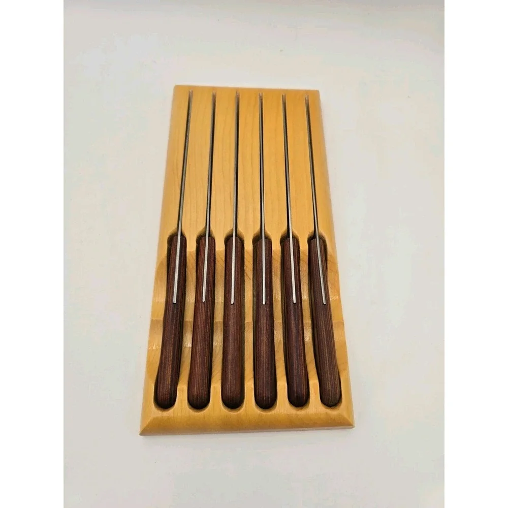 Vintage Kutmaster Steak Knives Set Of 6 Wooden Holder W/box Candlelight 1 AS-IS